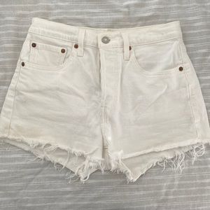 Levi’s 501 white denim shorts